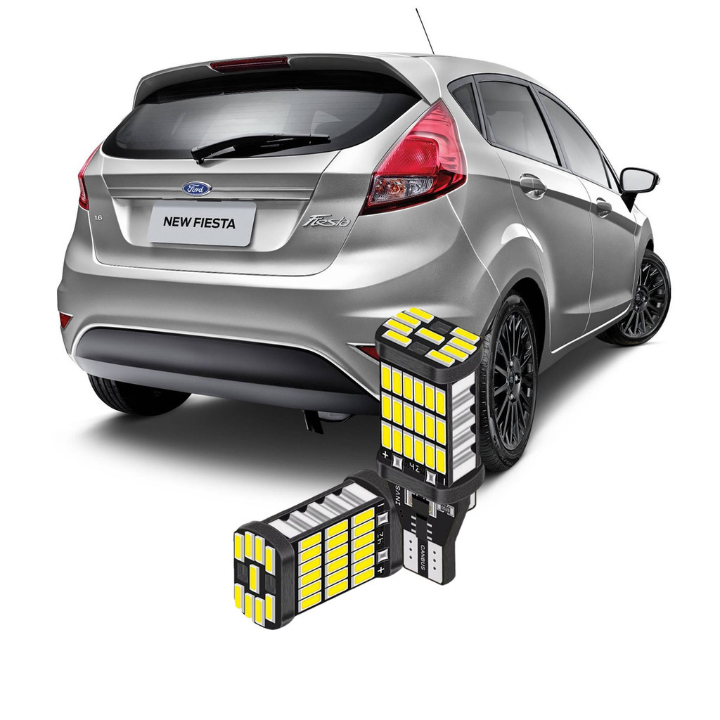 Par Lampada Ultra Led Premium Luz de Ré Ford New Fiesta T15 w16w Branco
