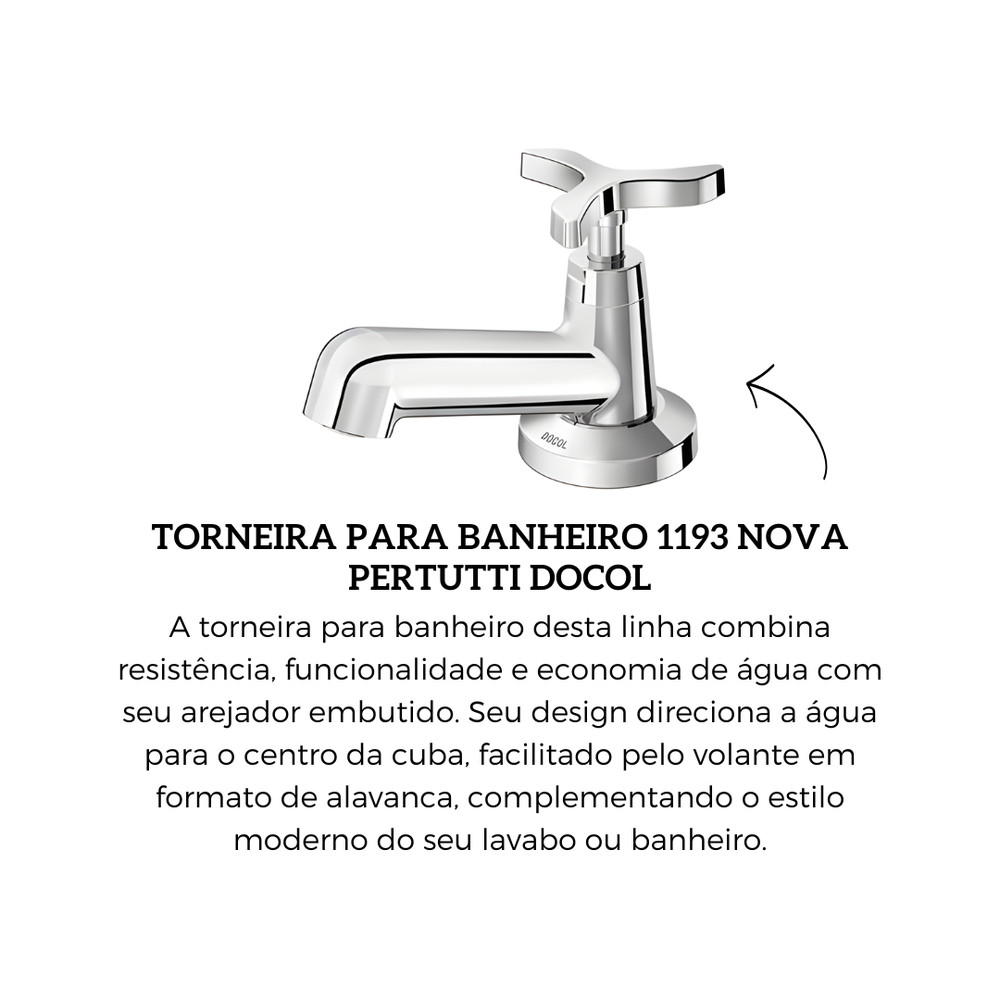 Torneira Para Banheiro De Mesa 1193 Nova Pertutti Docol — imagem 2 de 2
