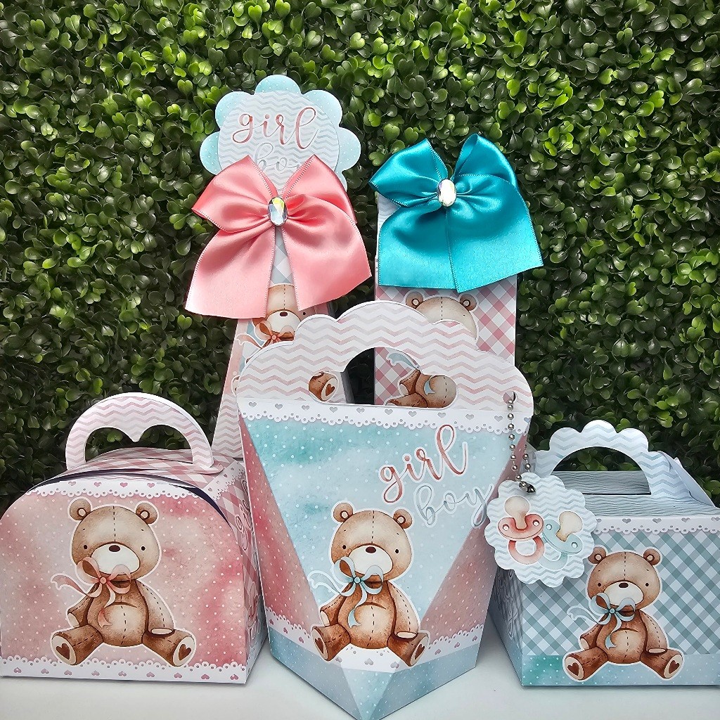 Kit Caixa Montada CHÁ REVELAÇÃO VERDE E ROSA - Personalizados - Festa infantil - Aniversário - Lembrancinha