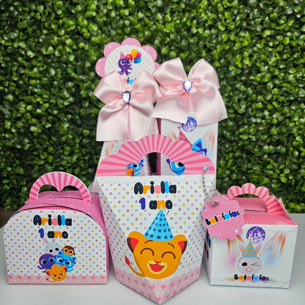 Kit Caixa Montada BOLOFOFOS MENINA ROSA - Personalizados - Festa infantil - Aniversário - Lembrancinha