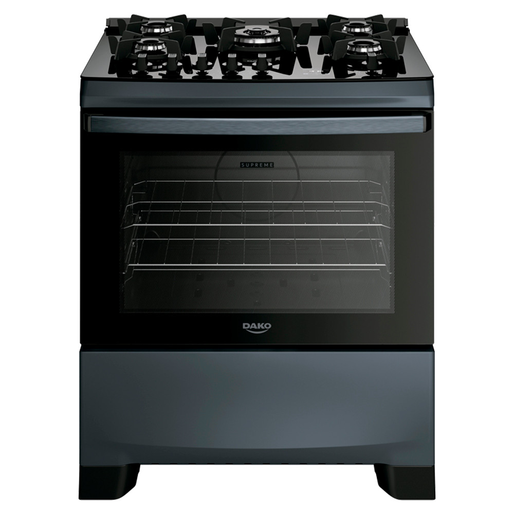 Fogão 5 Bocas à Gás Dako Supreme Acendimento Automático Mesa de Vidro Painel Touch Titânio Bivolt