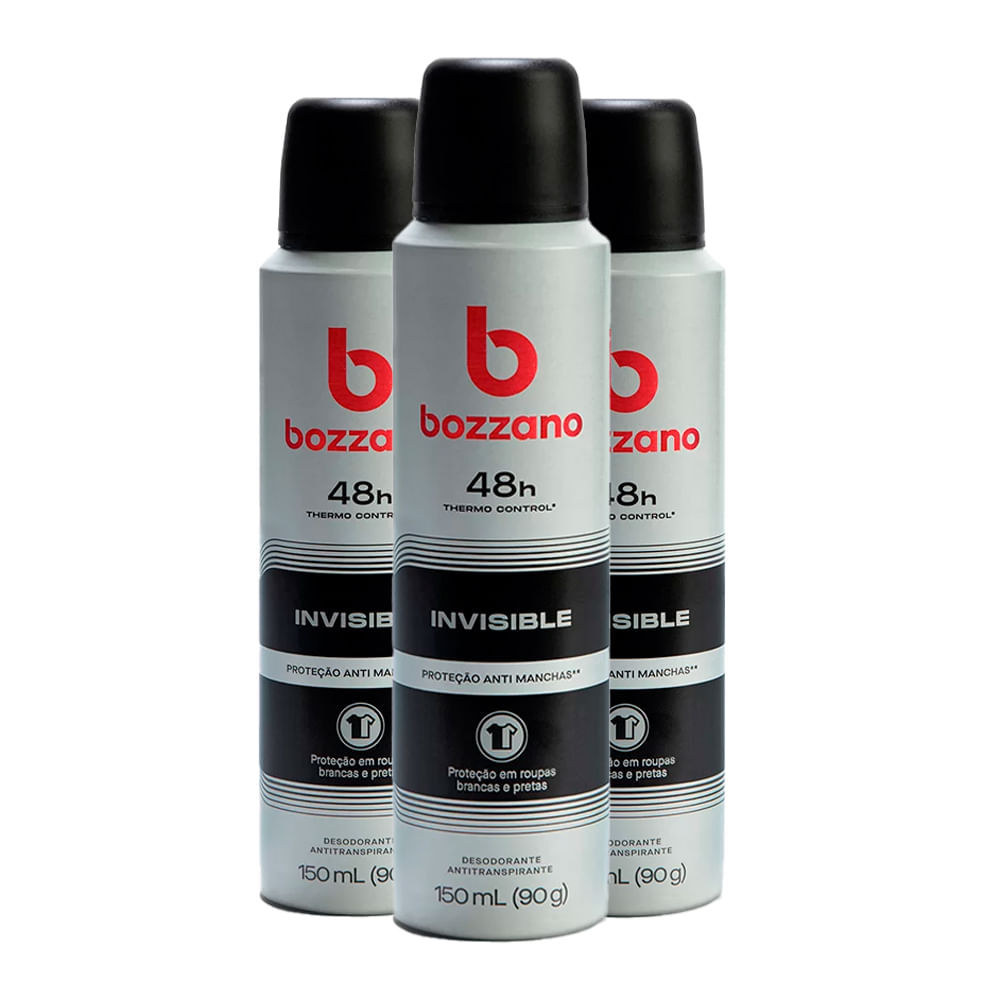 Kit Desodorante Aerosol Bozzano Invisible 90g - 3 unidades em Oferta na Shopee