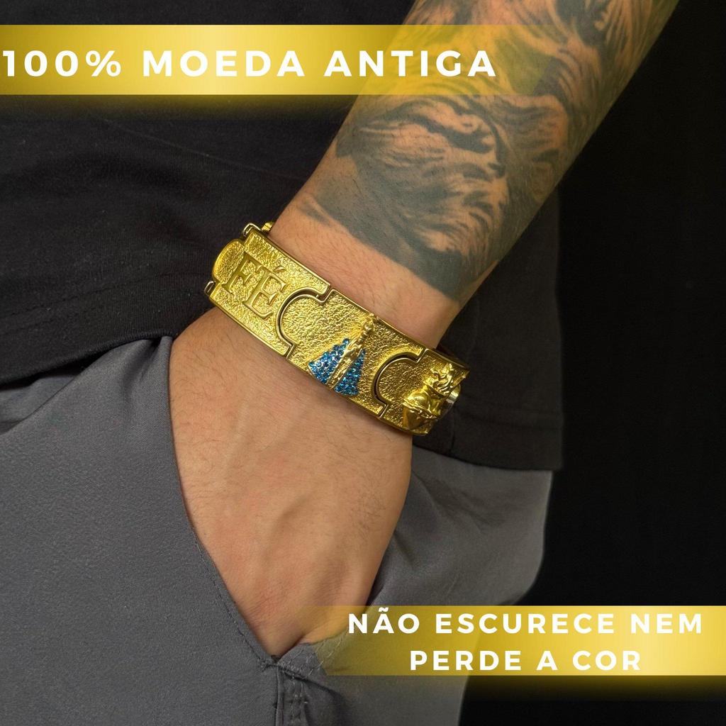 Bracelete Nossa Senhora Aparecida Fé e Variados Moeda Antiga Pronta Entrega