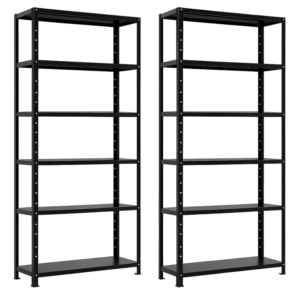 Conjunto 2 Prateleira Estante Armário Aço 6 Bandejas 90cm Preto Romero