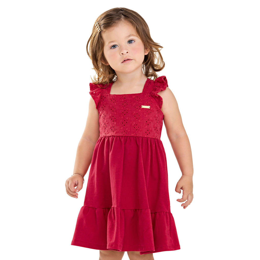Vestido Midi Infantil Menina Laise Colorittá Vermelho em Oferta na Shopee