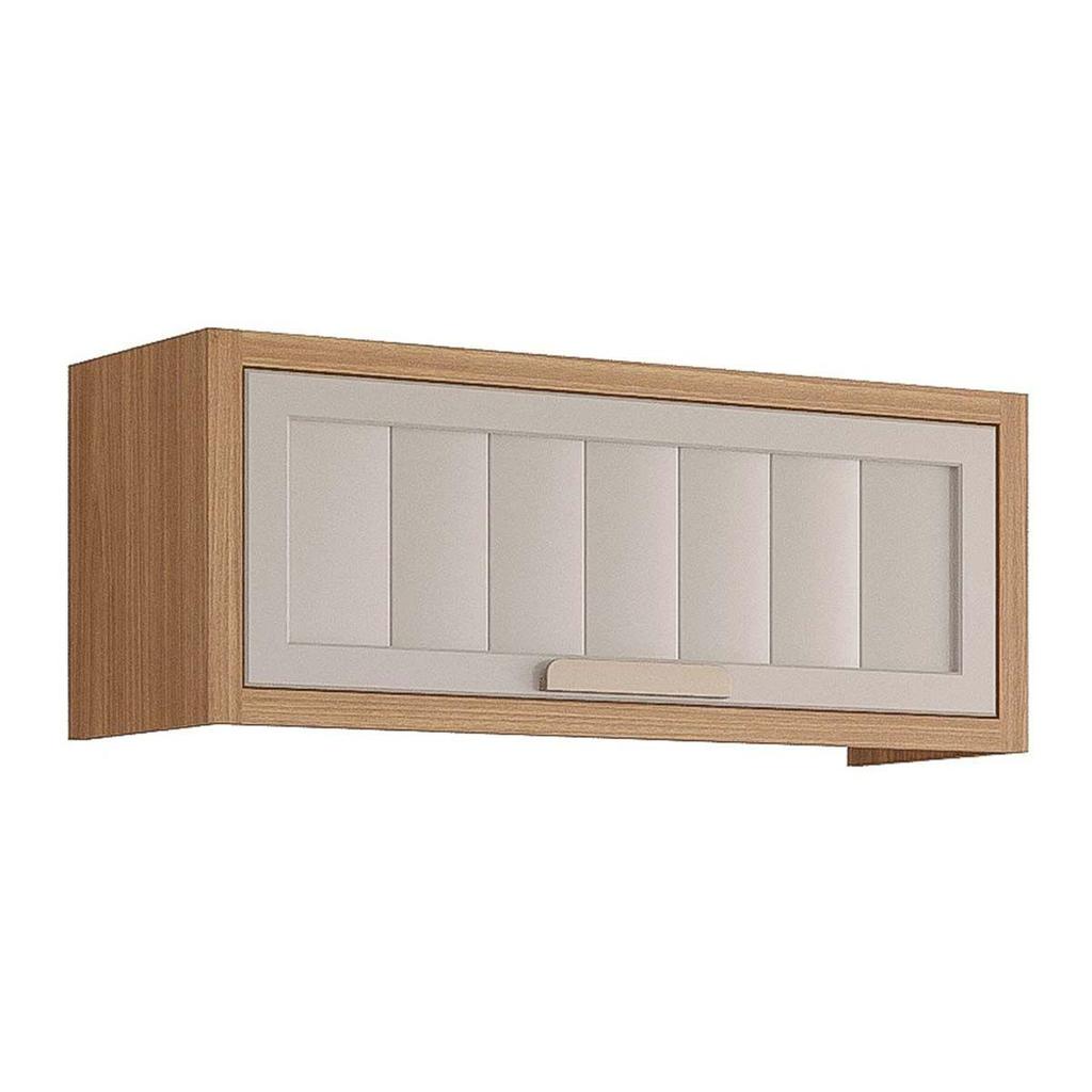 Armário Aéreo p/ Cozinha Estela Geladeira c/1 Porta Basculante Ripada 80 cm Freijo/Off White - MGM em Oferta na Shopee