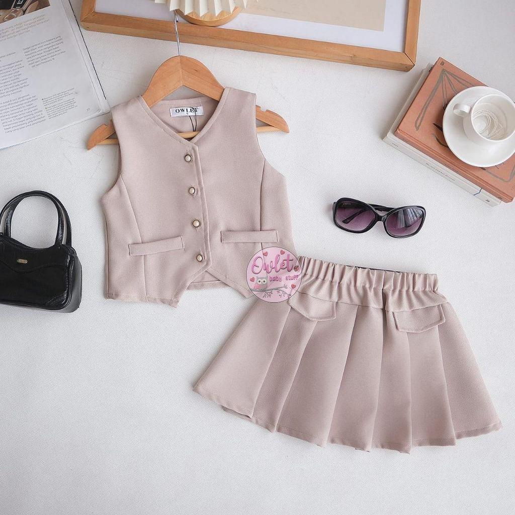 OWLET-Saia Jennie-Conjunto Feminino De Colete Fofa-Roupas Femininas De 1 A 7 Anos
