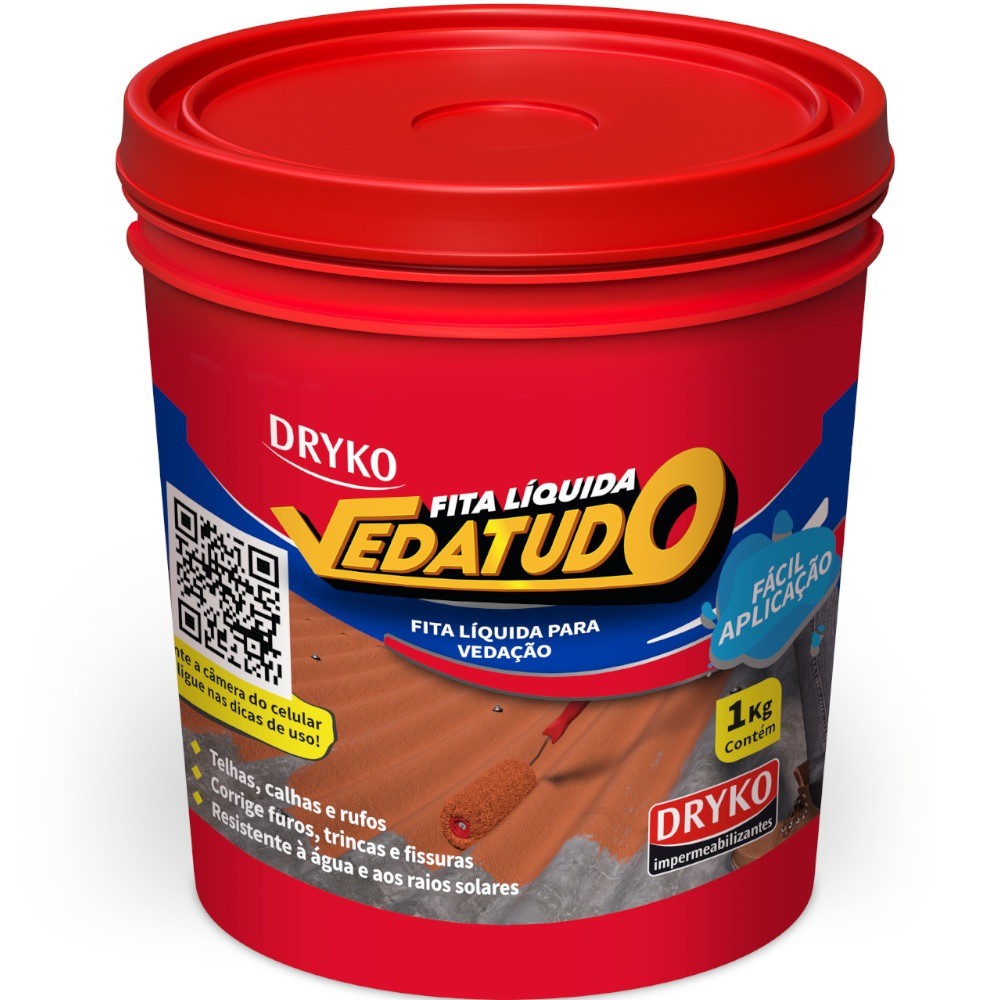 Impermeabilizante fita líquida 1kg terracota vedatudo - Dryko em Oferta na Shopee