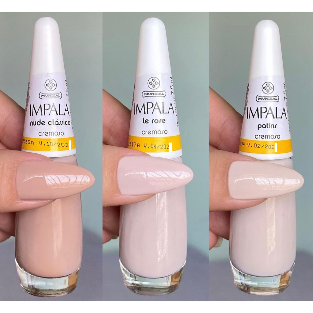 Kit 3 Esmalte Impala Tons de Nude, Le Rose , Nude Clássico e Patins em Oferta na Shopee