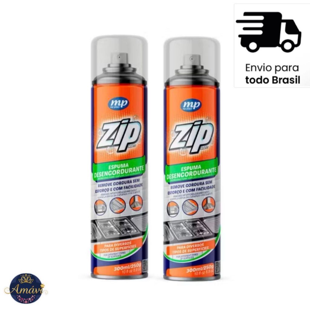 Kit 2 Espuma Desengordurante Removedor de Gorduras Zip Clean 300Ml  My Place