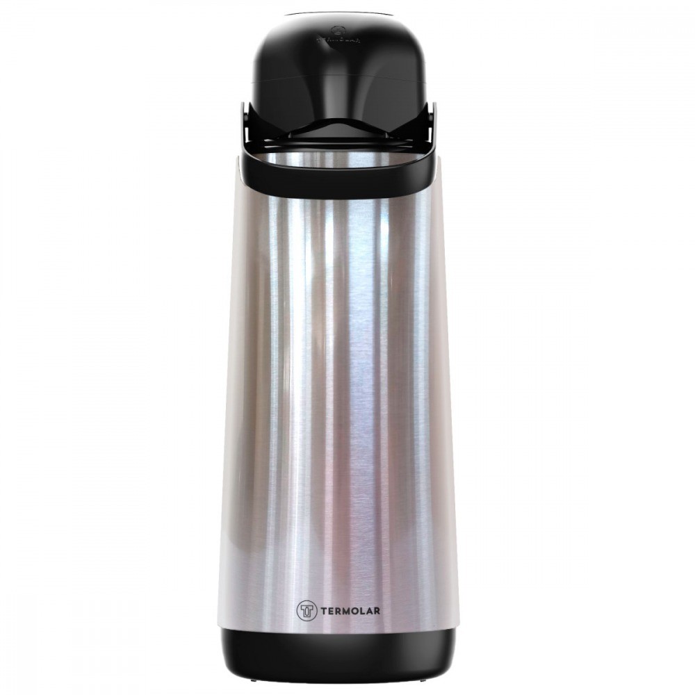 Garrafa térmica de pressão 1,8 litro Inox - Lúmina Termolar em Oferta na Shopee