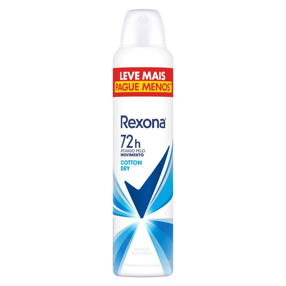 Desodorante Antitranspirante Aerosol Feminino Rexona Cotton Dry 72 horas 250ml Leve Mais Pague Menos em Oferta na Shopee