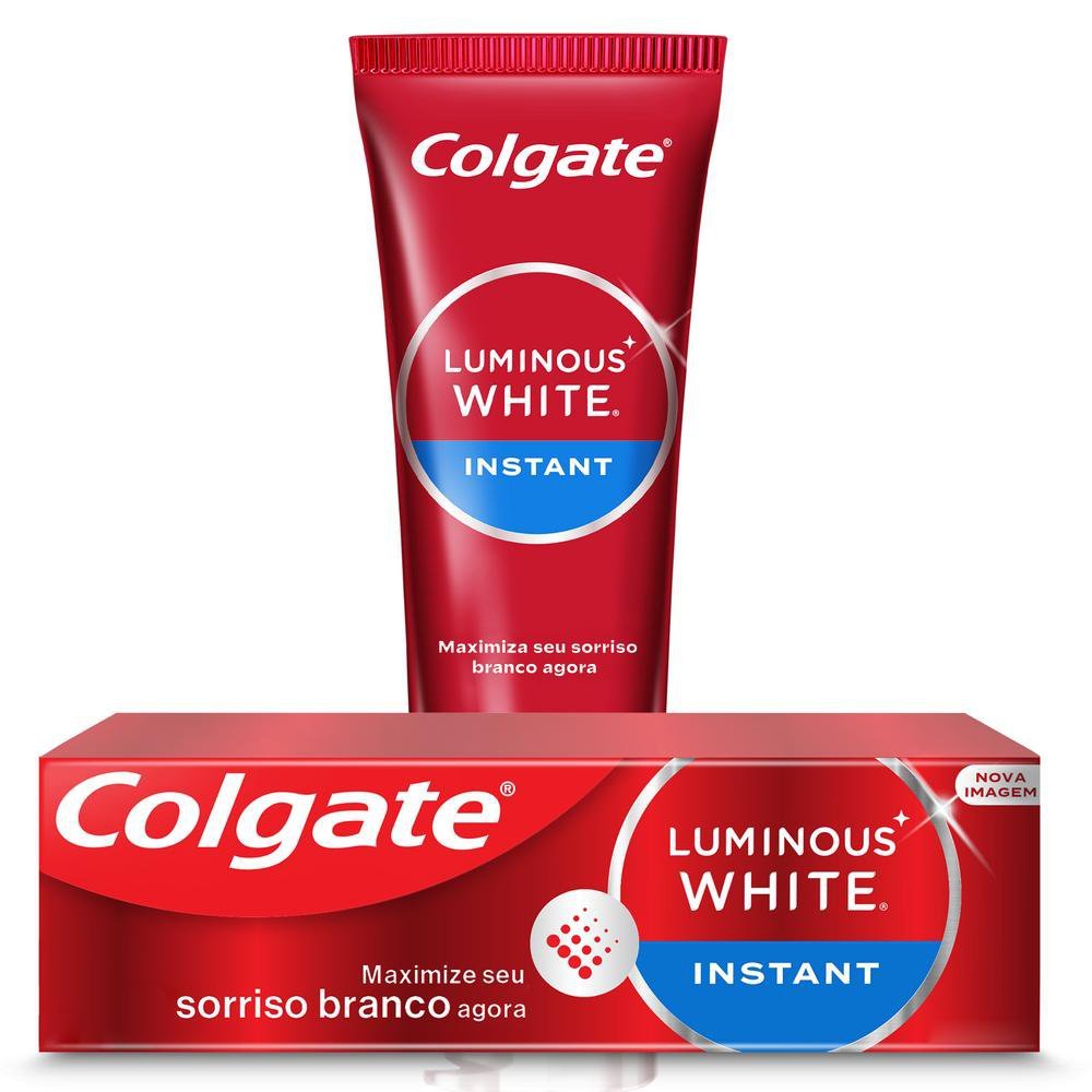 Creme Dental Colgate Luminous White Instant com 70g em Oferta na Shopee