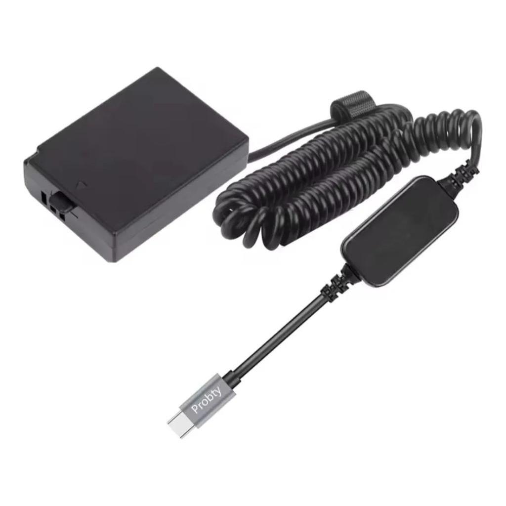 Adaptador Dr-e10 Para Bateria Lp-e10 Pd Cabo Usb-c Espiral Preto