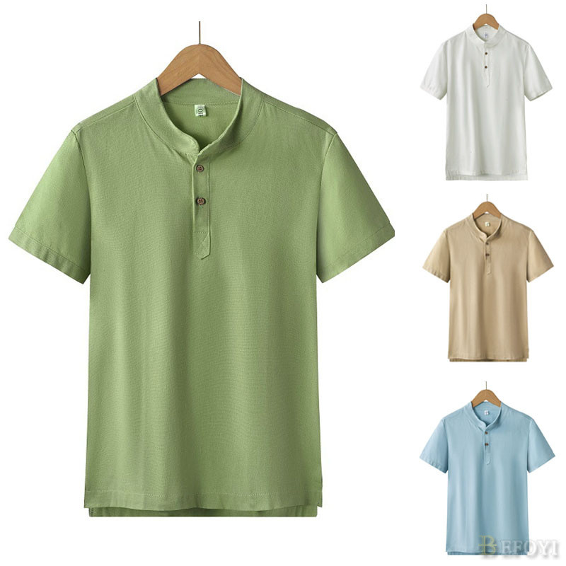 Camisa POLO Masculina De Manga Curta De Algodão , Cor Sólida , Slim Fit , Moda Casual , Versão Coreana , Gola Alta , WL1