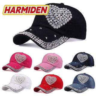Boné de Beisebol MIOSHOP, Chapéu de Sol com Decoração de Strass, Design de Rabo de Cavalo Pontudo em Forma de Coração EF