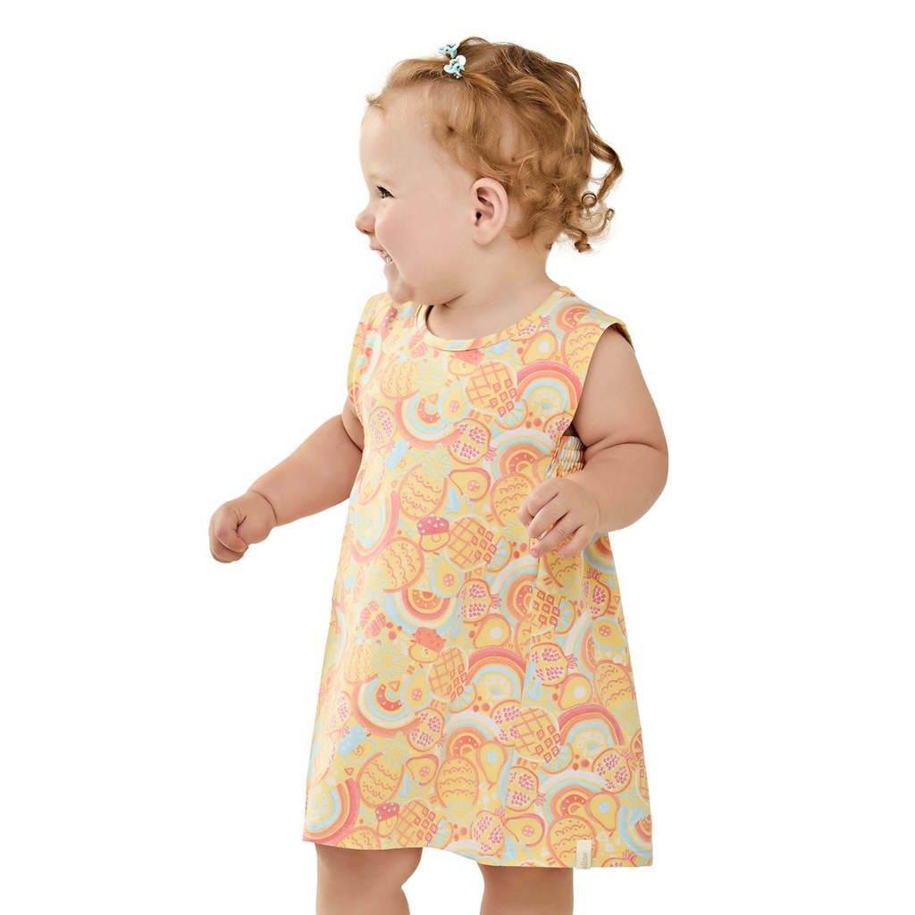 Vestido Bebê Menina Manga Curta Frutinhas Elian Amarelo em Oferta na Shopee