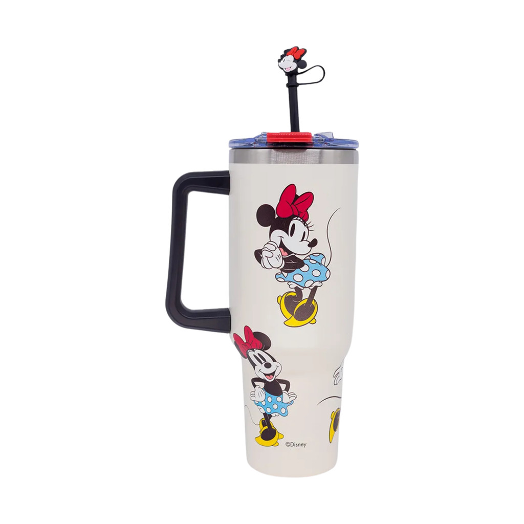 Copão Garrafa Inox Tumbler Minnie Mouse Com Canudo e Pingente - Zona Criativa