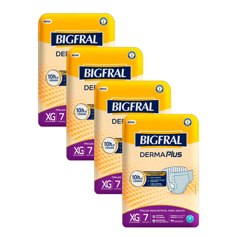 Kit 4 Fralda Bigfral Derma Plus XG 7 Unidades em Oferta na Shopee