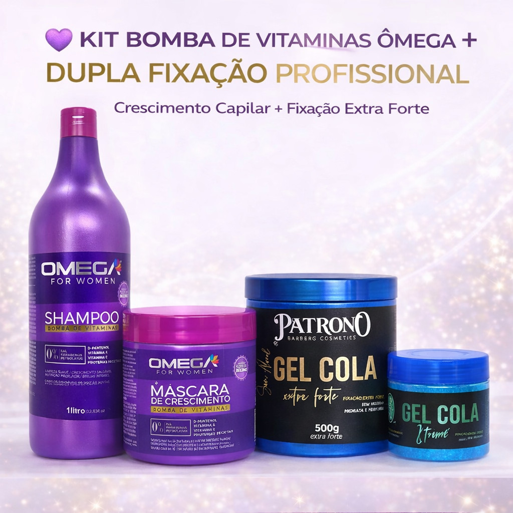 Kit Bomba de Vitaminas Ômega + Gel Cola Profissional