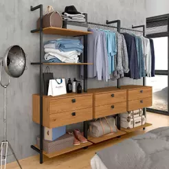 Closet Estilo Industrial Siena 6 Gav Preto/cinamomo - Móveis Arapongas