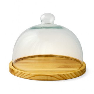 Boleira Redonda de Madeira e Vidro 30cm Rústica Porta Bolo em Oferta na Shopee