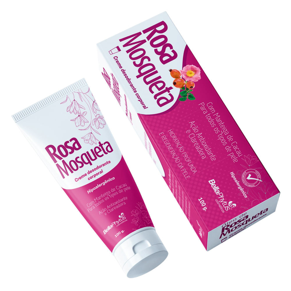 Creme Desodorante Corporal Rosa Mosqueta Bellaphytus para Todo Tipo de Pele 100ml em Oferta na Shopee