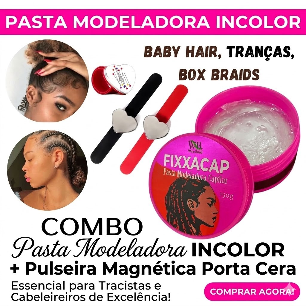 Combo Pasta Modeladora Incolor + Pulseira Magnética Porta Cera Modeladora Tracistas e Cabeleireiros