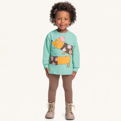 Conjunto infantil menina blusão em moletom e legging dog Fakini