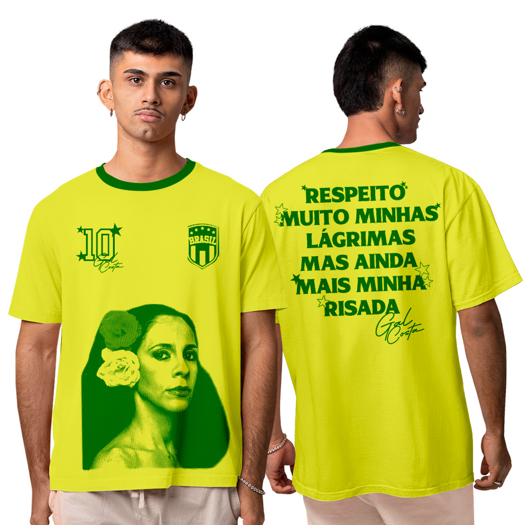 Camiseta Algodão Unissex Gal Costa Copa do Mundo Brasil Core Camisa Masculina T-Shirt FemininaAtoms