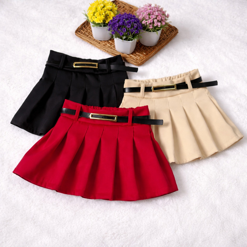 KIT 2 peça um Short saia plissada + um cinto infantil menina TAM 4 ao 12 short saia plissado