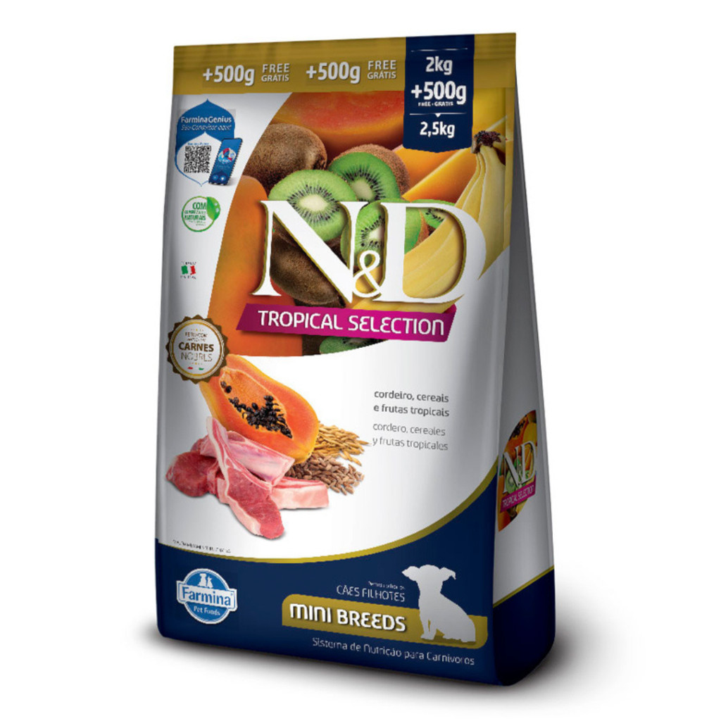 Ração N&D Tropical Selection Cães Filhotes 2,5 kg Porte Mini e Pequeno Sabor Cordeiro, Cereais e Frutas Tropicais