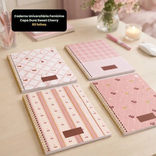 Caderno rosa 70 folhas 1 materia capa anotacoes estudo escrever escolar faculdade papelaria de achadinhos