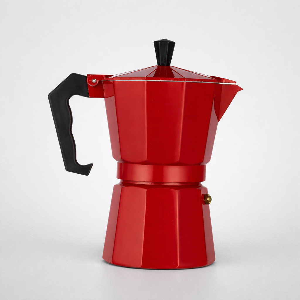Cafeteira Italiana Alumínio Vermelha Moka Clássica 3,6 é 9 Xícaras Café Expresso Tradicional Fogão