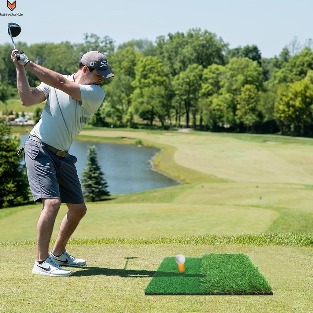 Mini Tapete De Golfe De Relva Dupla Para Prática Com 2 Tipos De Grama Rebatidas De Detecção De Balanço