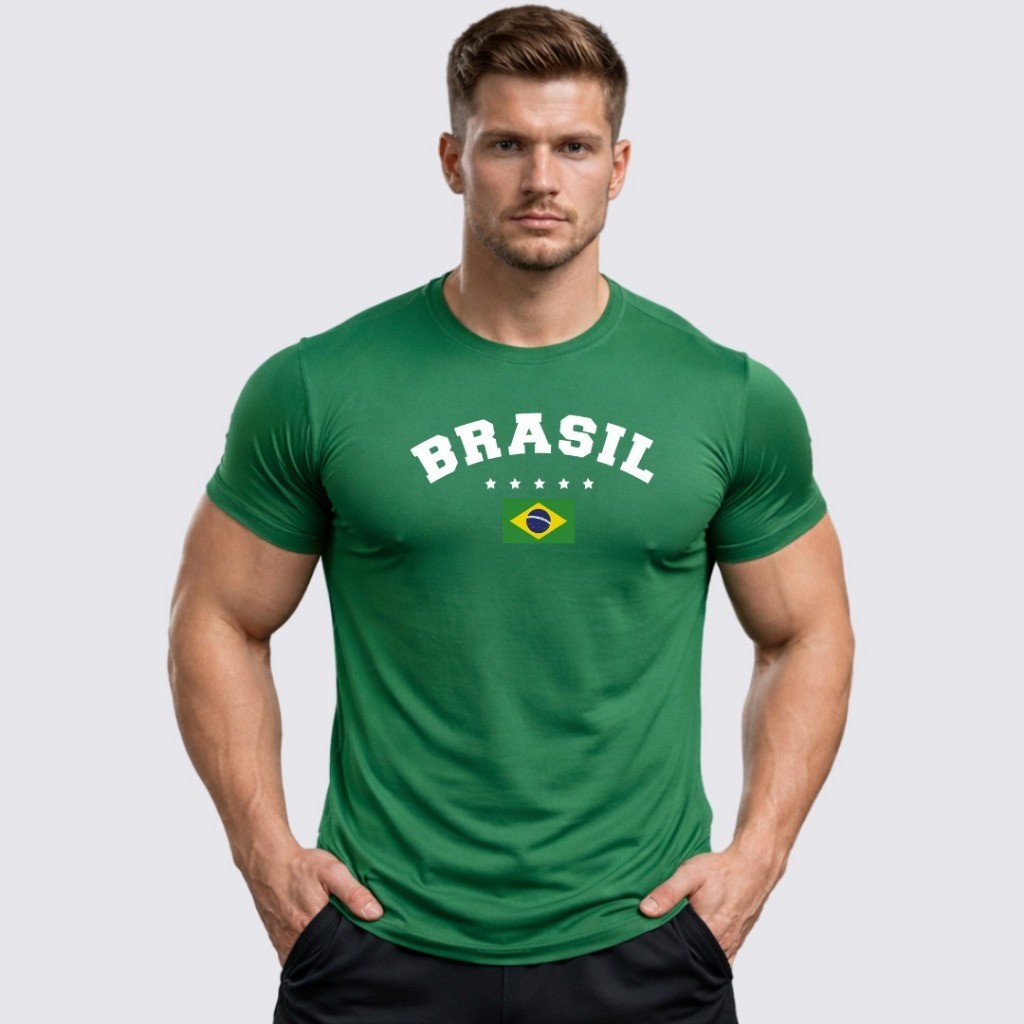 Camisa Dry Fit Brasil 02 - Camiseta Ideal Pra Treinos Corrida Esporte Casual Básica