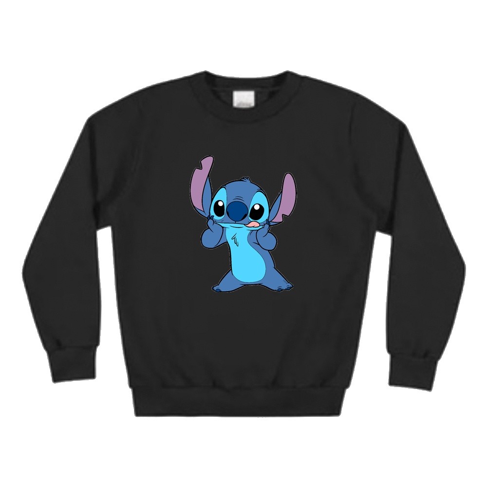 Blusa De Frio Moletom Infantil Lilo & Stitch Em Pé Moletom Gola Careca Unissex Tamanho 2 a 14