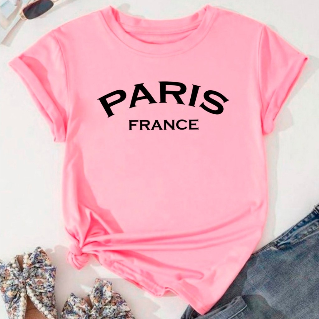 Camiseta Feminina Paris France Confortável Camisa de Grife Premium Estilosa Blusinha Moda Feminina de Luxo Streetwear