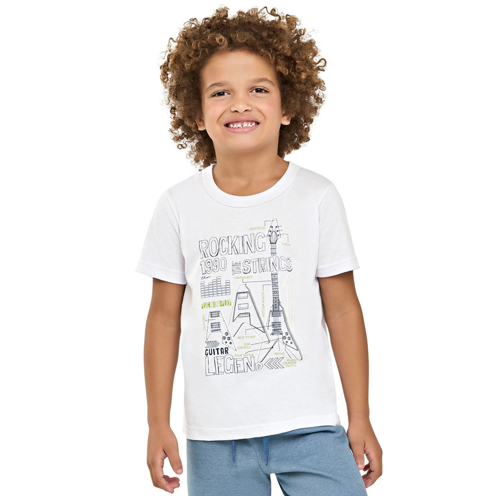 Camiseta Infantil Menino Estampa Relevo Elian Branco