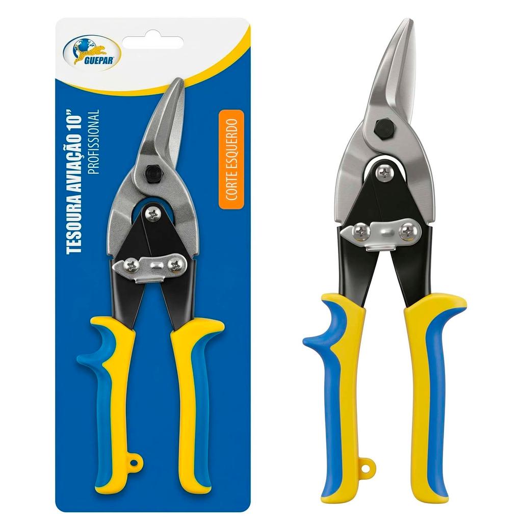 Tesoura Alicate Aviação 10" Corte Esquerdo Guepar Para Chapas Metal Profissional