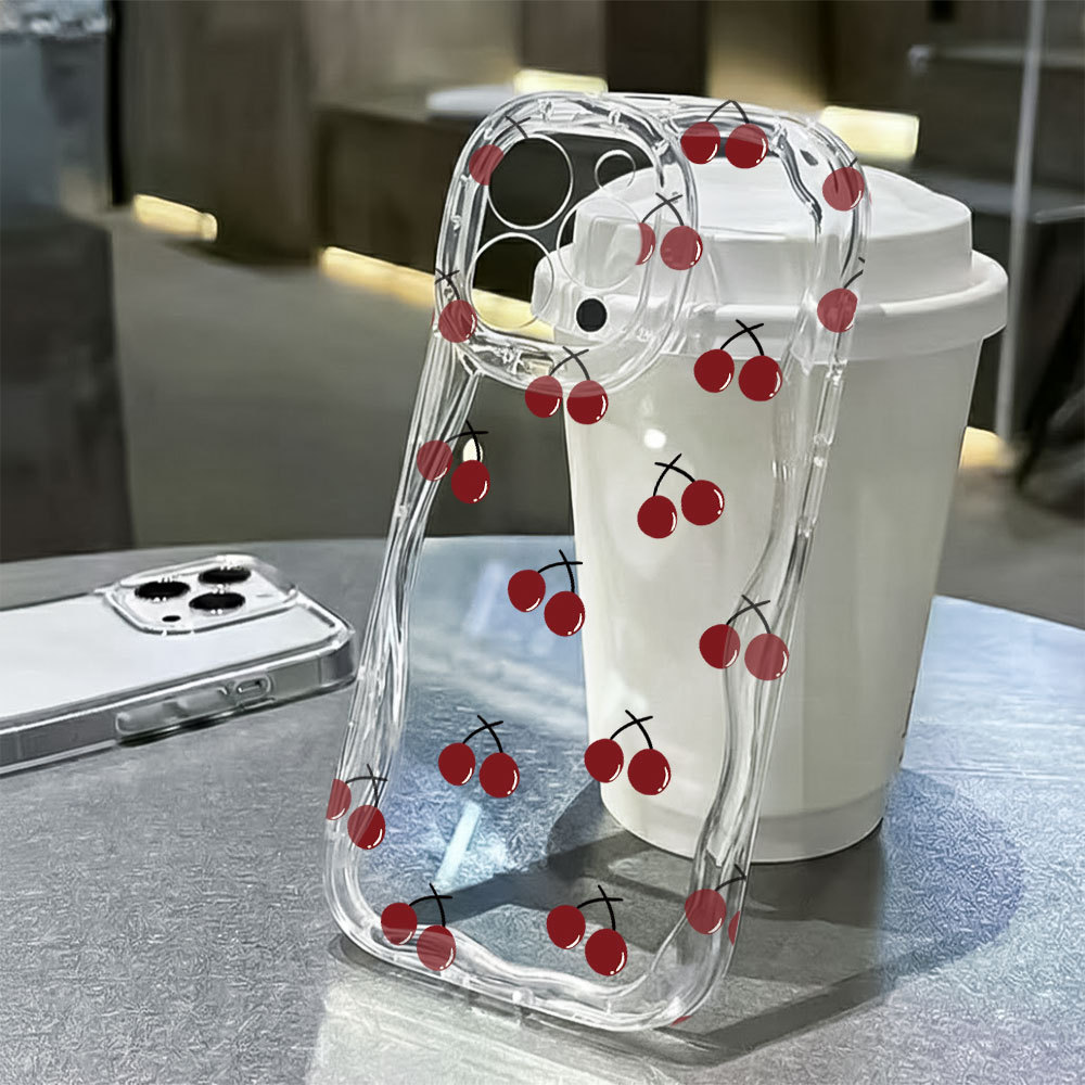 Capa Capinha Para Samsung Galaxy A03 A04E A05 A06 A10 A11 A12 A13 A14 A15 A16 Silicone Transparente Cereja FA189