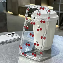 Capa Capinha Para Samsung Galaxy A03 A04E A05 A06 A10 A11 A12 A13 A14 A15 A16 Silicone Transparente Cereja FA189