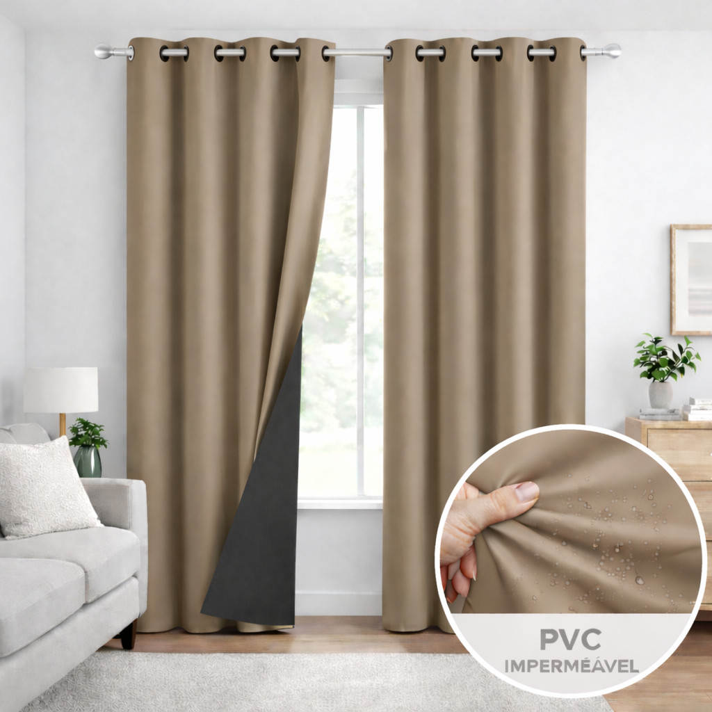 Cortina Blackout PVC 100% Corta-Luz Para Sala Quarto Cozinha 140x180 / 220x140 / 280x160 / 280x230