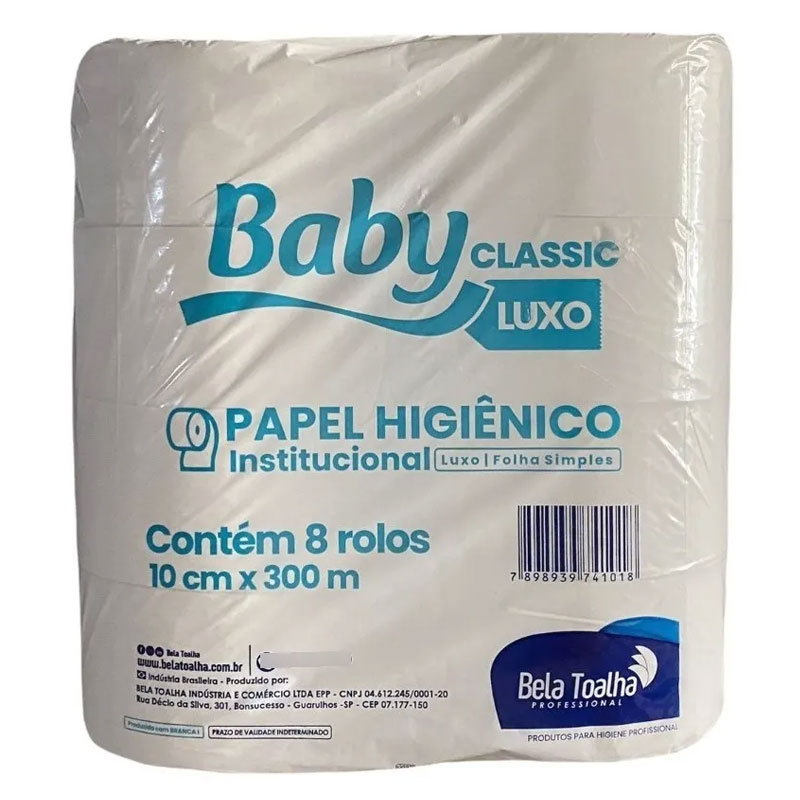Papel higiênico rolão Luxo 10x300 com 8 rolos Baby
