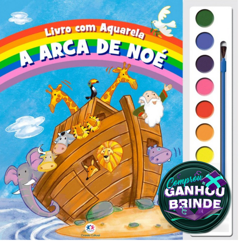 Livro A Arca de Noé Livro com Aquarela Crianças Infantil Evangélico Filhos Ciranda Bebê Cristão
