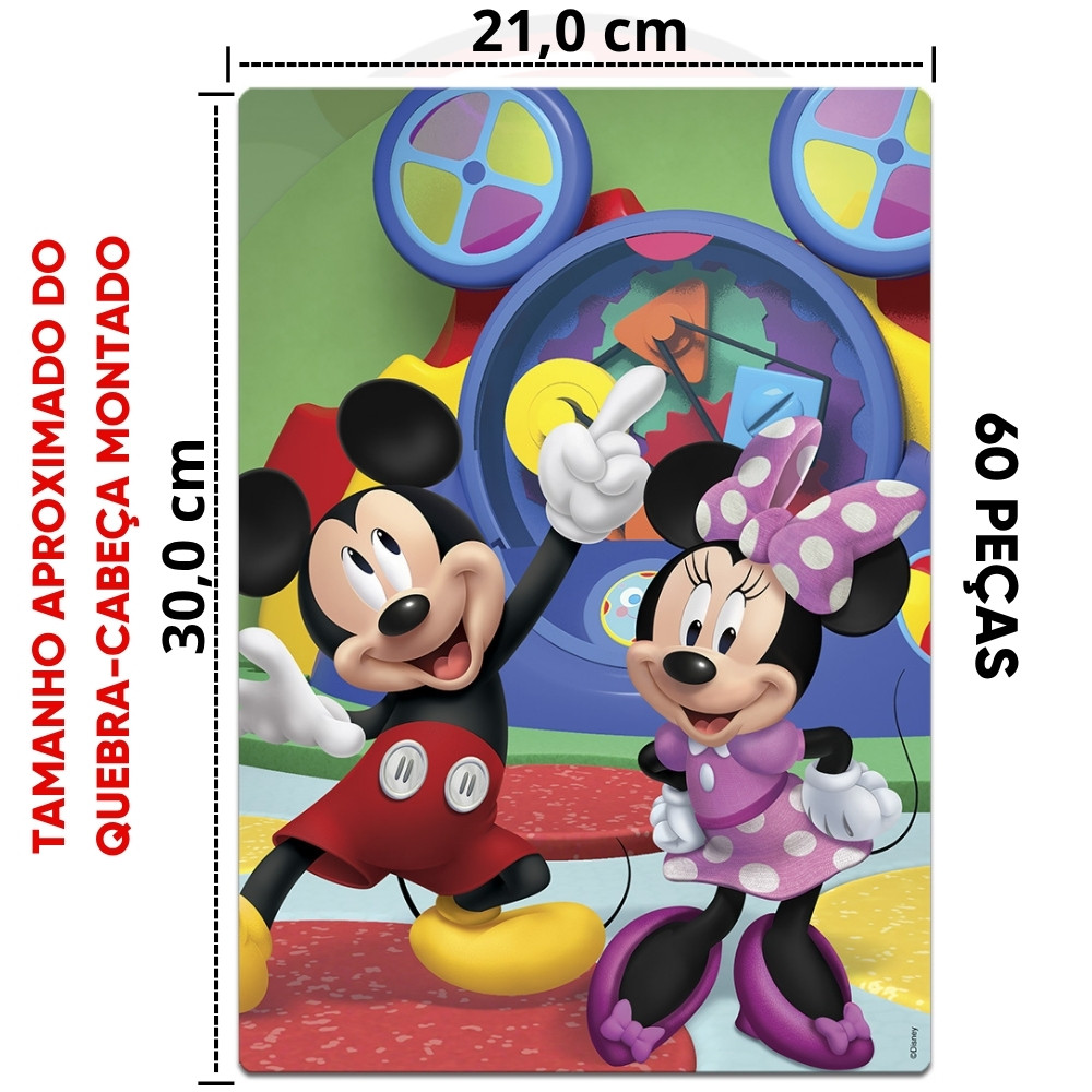 QUEBRA CABEÇA MICKEY 60 PEÇAS DISNEY TOYSTER PUZZLE DESENHO FILME MINNIE CASA JR MOUSE CLUB HOUSE JR · foto 2