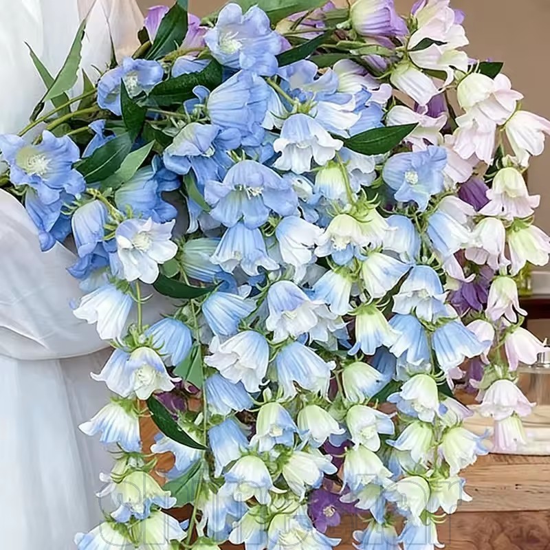 5-1 Unidade De Flor Artificial De Carrilhão De Vento-Buquê De Noiva Decoração De Casamento-Cenário De Festa Sino DIY-De