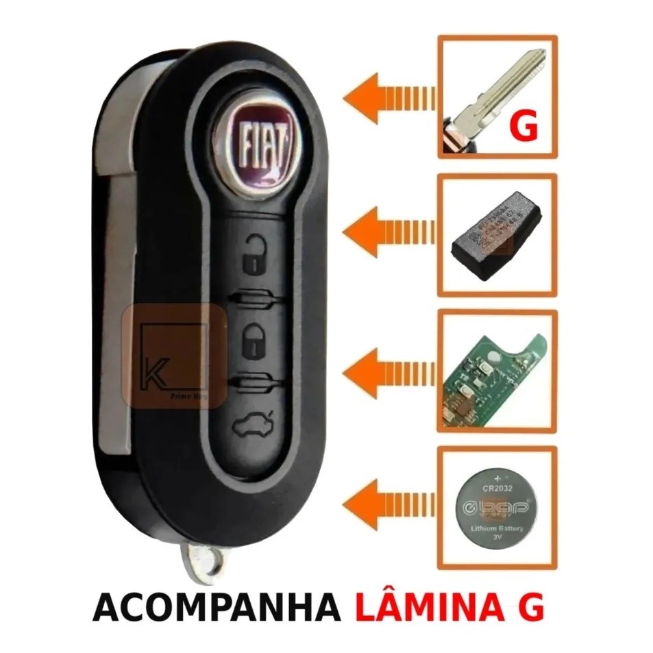 Chave Canivete Fiat Positron Uno Palio Stilo Strada + Lâmina G + Chip T19