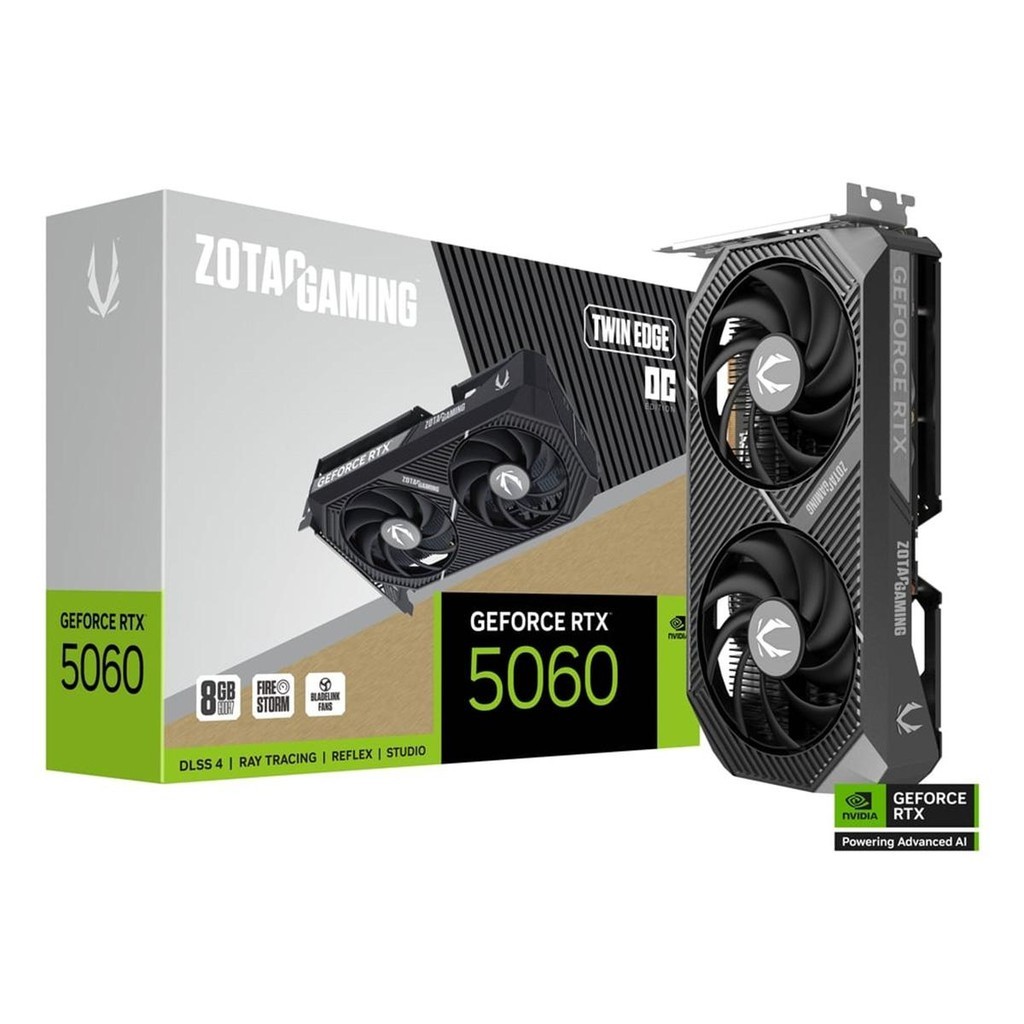 Placa de Vídeo GPU Zotac Gaming Geforce Rtx 5060 8gb 128bits Gddr7 Twin Edge Oc  Zt-B50600h-10m