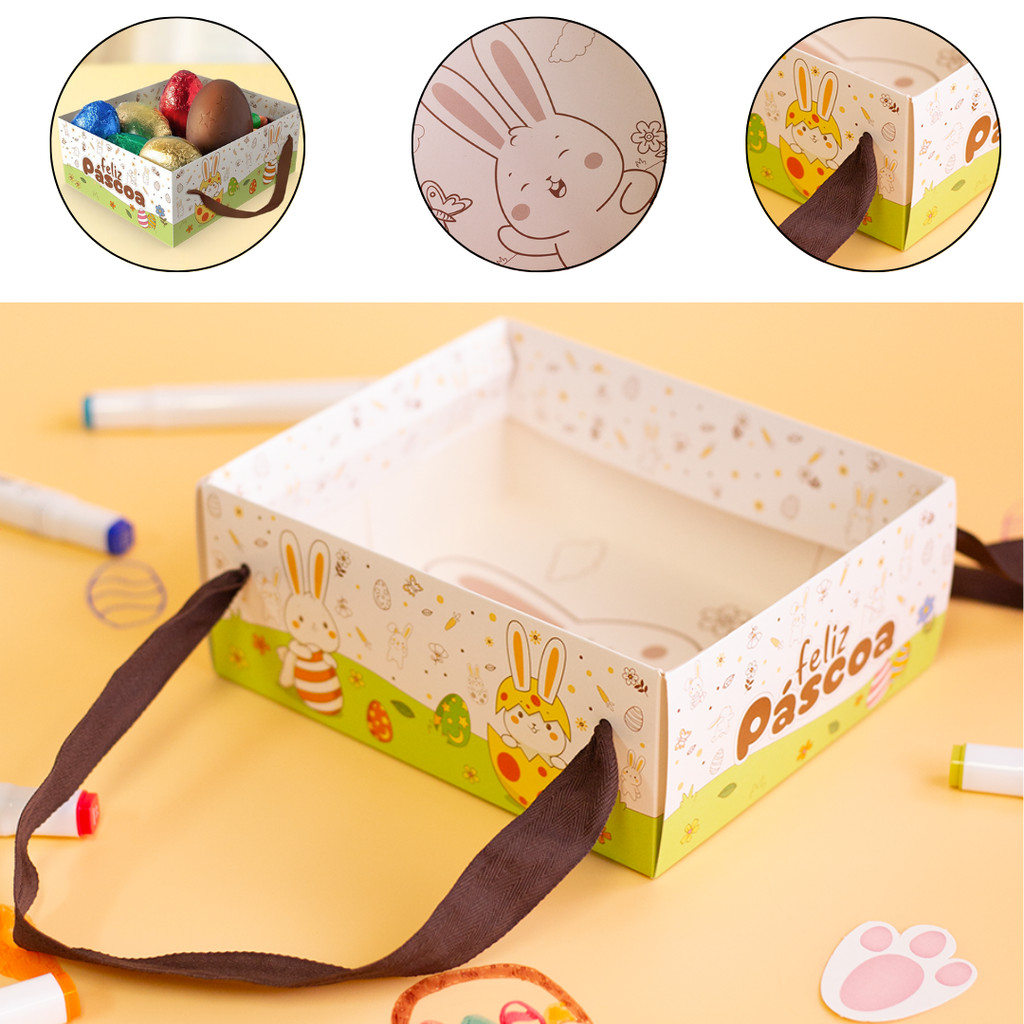 10 CESTA PÁSCOA RETANGULAR C/ ALÇA 20X17X8 - PASCOA COLORIR 5898 ( IDEIA PÁSCOA 2026 ) em Oferta na Shopee